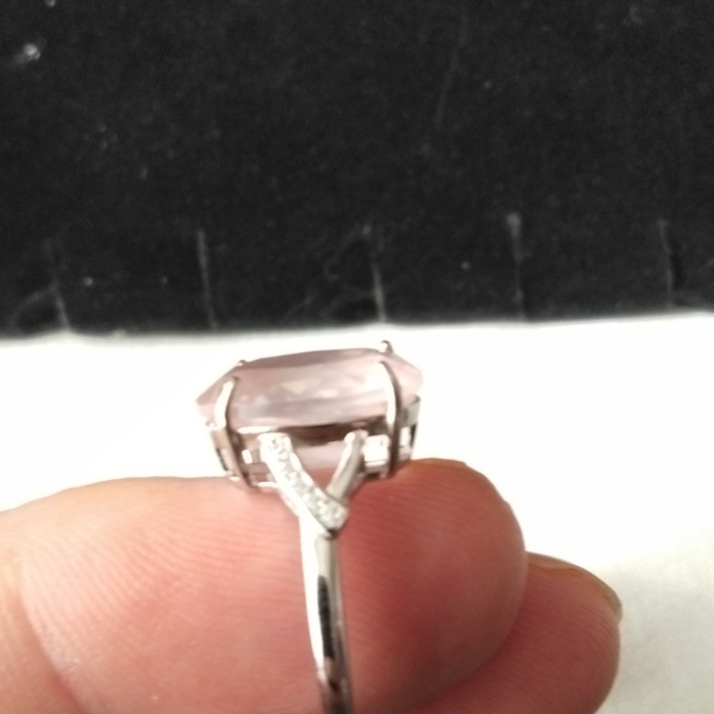 Rose Quartz Gemstone Silver Ring - image 5